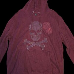 Eagle One Men's Burgundy Skull Hoodie